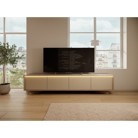 Ryflowana szafka RTV 200 cm  stolik pod telewizor + LED SIMO